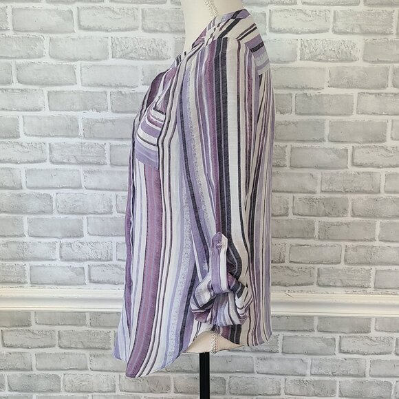 Zac and Rachel Stripe Tunic Button Up Blouse Top Small NEW Relaxed Coastal - Picture 4 of 8